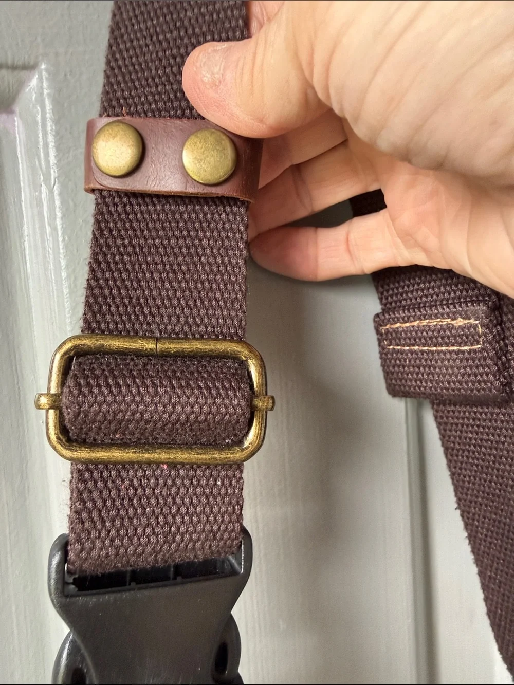 Casual Patchwork Crossbody Sling Bag - Brown & Cream